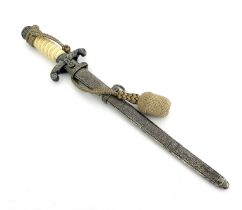 Third Reich German Army (Heer) Officer's dress dagger, housed in hammered scabbard and portepee