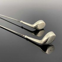 Charles Horner, a pair of silver golf club finial hat pins, Chester 1906/1907, in the form of