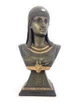 J..Guillot (French, late 19th Century), a bronzed and gilt bust of an Egyptian goddess, wearing a