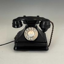 A Bakelite 200 series GPO black pyramid telephone, model 232, dated 1938