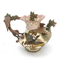 Alfred Stellmacher, an Amphora figural teapot, circa 1885, blush ivory ground baluster form with