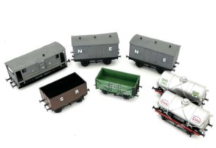 A group of gauge 1 wagons and tankers, including Esso RR103 14t Class A Tanker, BP RR103 14t Class A