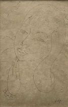 Edward Wolfe (South African, 1897-1982), 'Drawing a Young Girl', signed l.r., titled verso, ink on