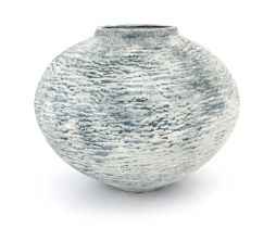 Philip Evans (British, 1959), a large stoneware-thrown textured vase, decorated with grey and