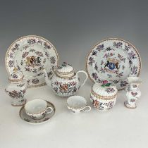 A collection of Emile Samson armorial tea ware, in the Chinese export style, including tea cups,