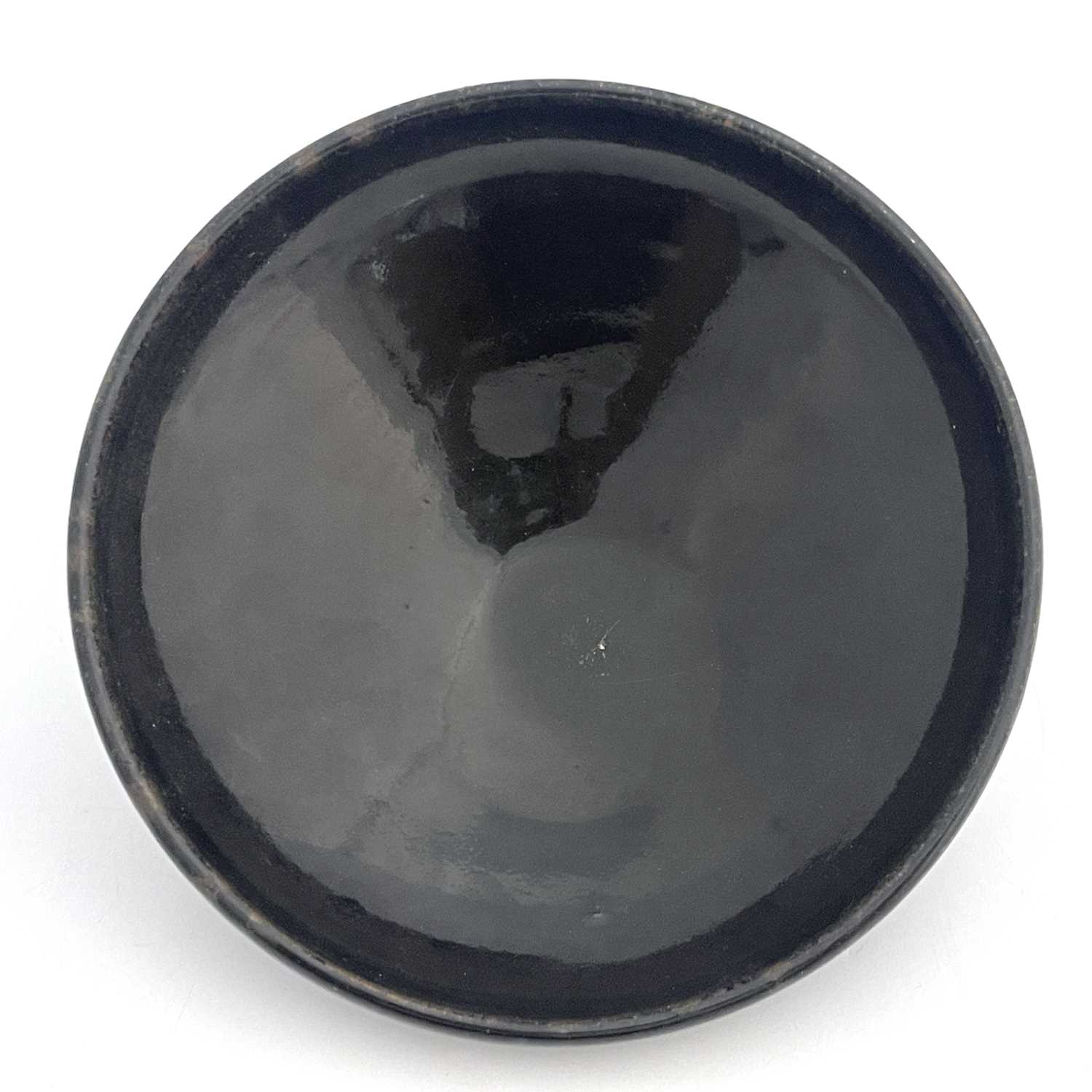 A Chinese Jian type black glazed bowl, probably Southern Song dynasty, conical with dipped glaze, - Image 2 of 4