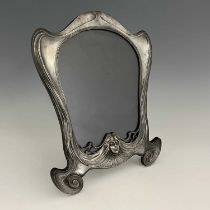 Orivit, a Jugendstil pewter frame, model 2280, circa 1905, ogee bracketed shield form, modelled in