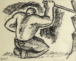 George William Bissill (British, 1896-1973), 'Miner', circa 1930, signed l.l., titled verso, ink