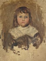 Circle of James Abbot McNeill Whistler, portrait of a young girl, bust-length wearing a white
