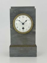 A German bracket clock, late 19th Century, stepped grey marble case of architectural form with