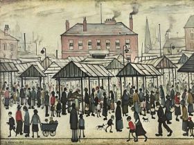 Laurence Stephen Lowry R.A. (British, 1887-1976), 'Market Scene, Northern Town', signed l.r.,