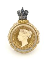 A Royal Worcester commemorative silver mounted scent bottle, Golden Jubilee 1887, circular flask