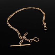 A 9ct gold chain, fob links and T bar, 38cm long, 40.4g