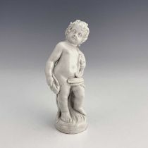 A Doccia porcelain figure of a putto, possible modelled by Gaspare Bruschi, mid 18th century, 13cm