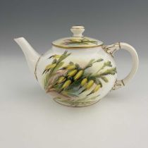 Reginald Austin for Royal Worcester, an Australian botanical painted teapot, globular form, circa