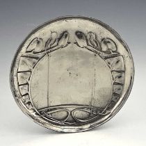 Archibald Knox for Liberty and Co., a Tudric Arts and Crafts pewter plate, model 0231, circular