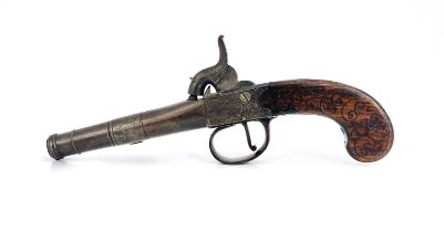 An early 19th century English percussion cap pocket pistol by Stanton of London, three stage