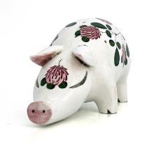 Jan Plichta, a Wemyss Ware painted pig, decorated with clover, printed marks, 22cm long