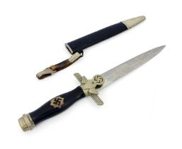 Third Reich German RLB second pattern Enlisted Rank's dagger, housed in black metal scabbard with
