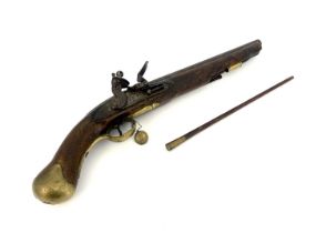 A 25-Bore Flintlock 1801 Pattern Long Sea Service pistol, 12 inch barrel with small King's proof