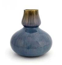 An Art Pottery vase, probably Pierrefonds, squat double gourd form, streaky purple blue glaze,