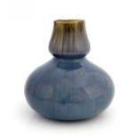 An Art Pottery vase, probably Pierrefonds, squat double gourd form, streaky purple blue glaze,