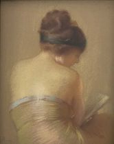 Gaston Bouy (French, 1866-1943), ladies of fashion, half-length in rear profile wearing strapless