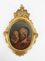 Circle of Giovanni Battista Piazzetta, San Filippo and infant, oil on canvas, oval, 24 by 19cm, gilt