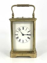 Jacot, Paris, a repeating carriage clock, early 20th Century, gilt metal corniche case with swing