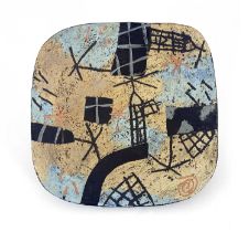 John Maltby (British, 1936- 2020), a stoneware squared press dish, Lighthouses and Fishing Nets,