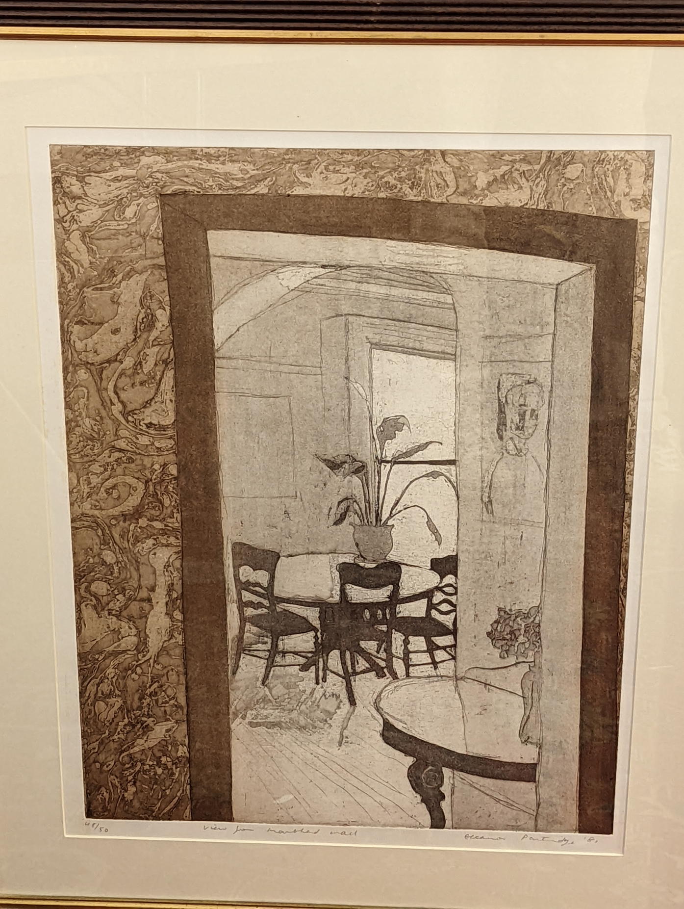 20th century British School, marble hall interior study, lithograph, signed in pencil lower right, - Image 2 of 2