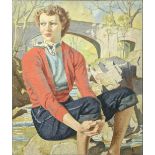 Veronica Burleigh (British, 1909-1999), self-portrait, oil on canvas, signed lower right, H.76.5cm