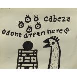 Alan Davie (1920-2014), Cabeza Donâ€™t Dream Here, 2007, black wash on paper, signed in pen upper