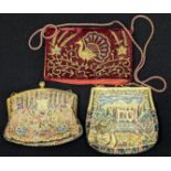 A collection of three late 19th/early 20th century handbags, 2 tapestry