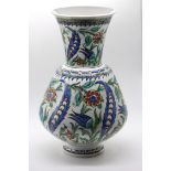 A fine 19th century French Samson Iznik style mosque lamp shaped vase, H.31.5cm