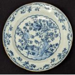 An 18th century Delft blue and white charger, D.32cm