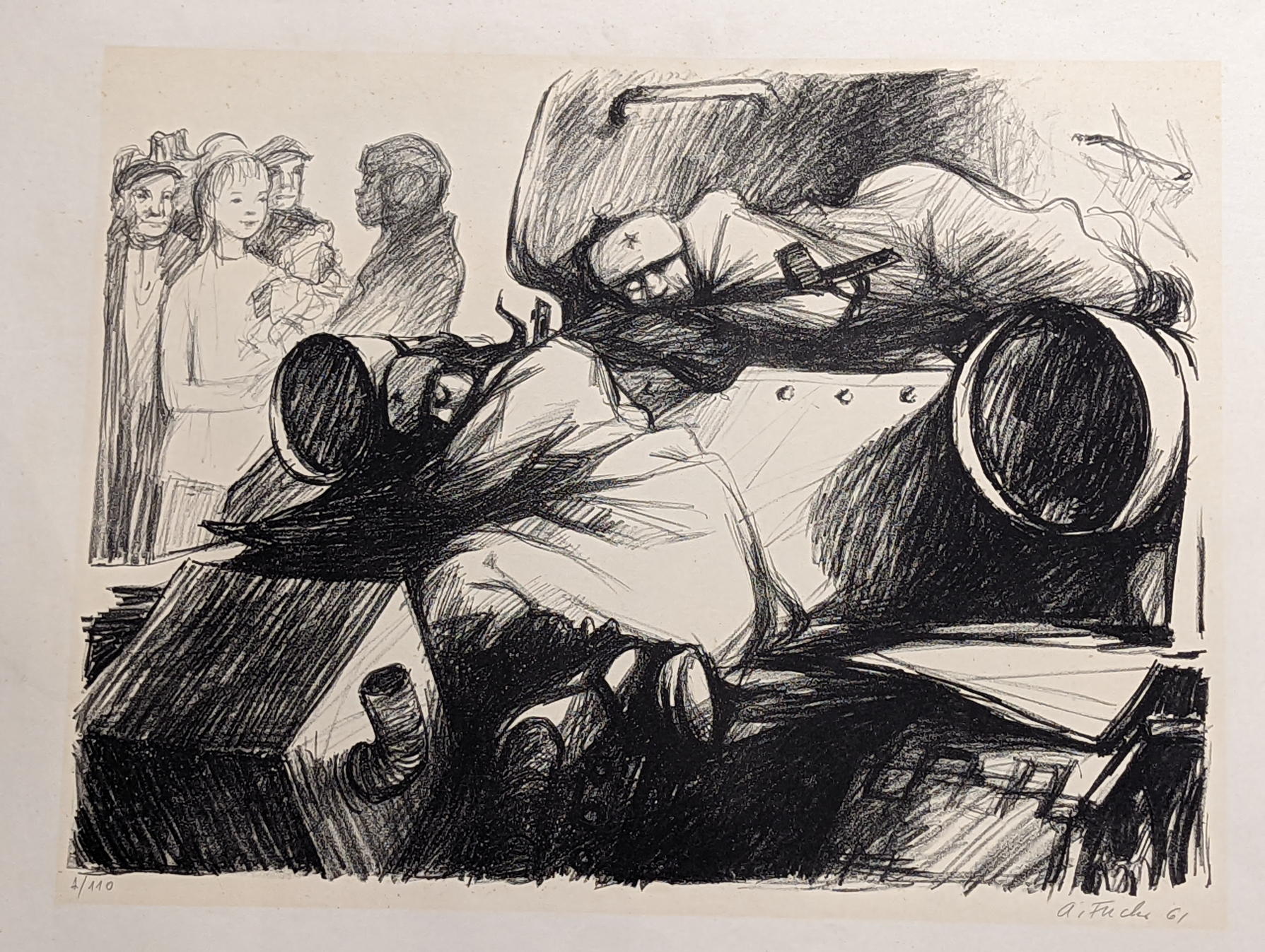 Alfred Fuchs (Czech/German, 1925-2003), 10 War Time Scenes, lithographs, signed lower right and - Image 3 of 10