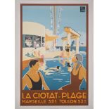 La Ciotat-Plage poster,, 1980s re-issue, 89cm x 62cm