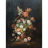 Circle of Jean-Baptiste Monnoyer (French, 1636-1699), still life of flowers, oil on canvas, stencils