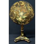 Attributed to Jennens & Bettridge, a Victorian papier mache tilt top table, the circular top
