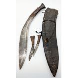 A set of Nepalese knives with leather scabbard