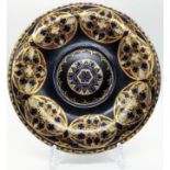 A Jennans & Bettridge Victorian papier mache bowl, central star motif with stylised gilt