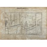 19th century Indian miniature drawing of a King in a fort being greeted by wise man, overlooked by