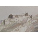 Averil Burleigh (1883-1949), a Mediterranean landscape scene, watercolour with ink drawing, signed