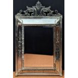 A Venetian wall mirror, H.118cm W.76cm