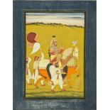 20th century Indian School, Maharajah on horseback, Mewar, watercolour, H.24.5cm W.15cm