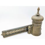 A large 19th century Indian brass Mughal pen box, L.29cm