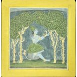 19th century Indian School, Krishna, gouache, 15cm x 15cm