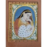 A fine 19th century Indian miniature painting of a lady, H.12cm W.9cm