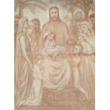 19th century British School, a religious study, red chalk drawing on paper, monogrammed and